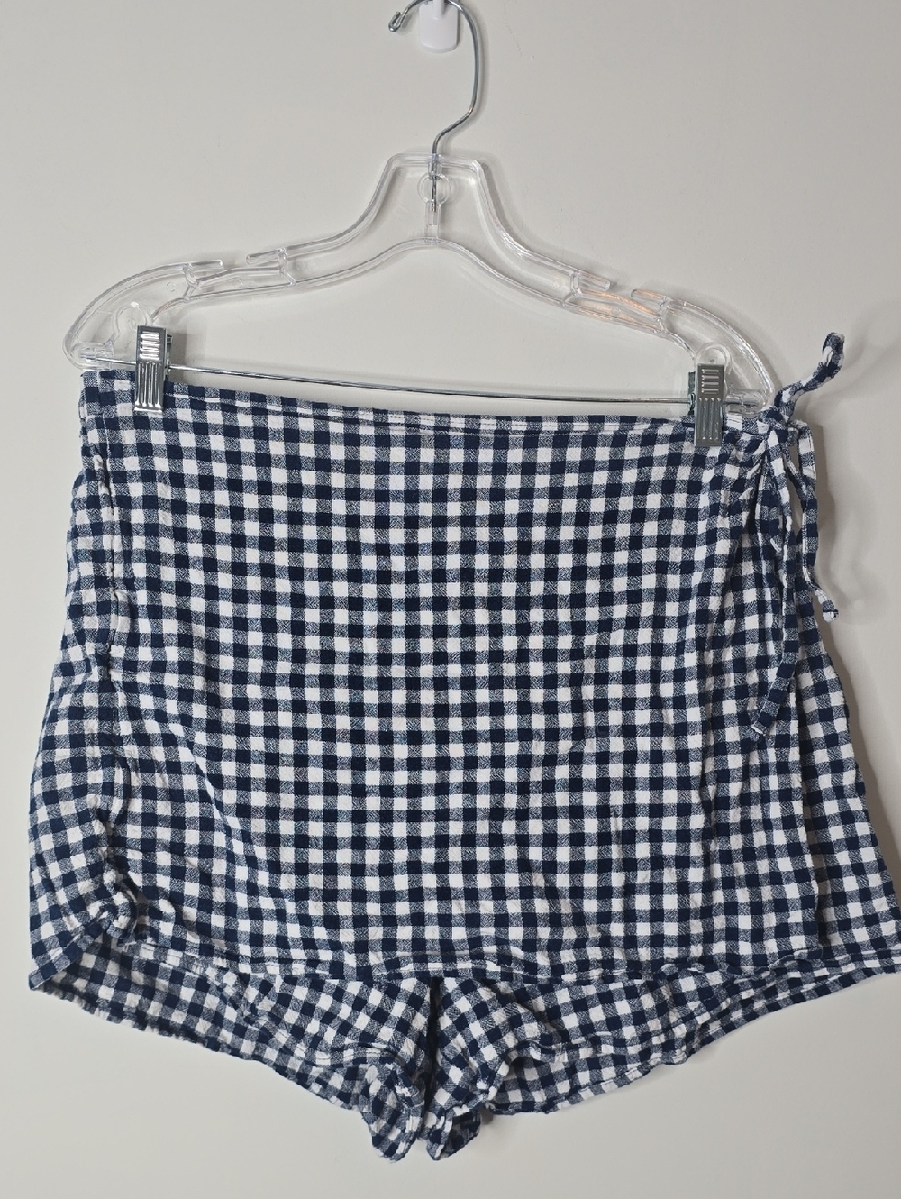 Old Navy Navy & White Gingham Tie-Waist Skort